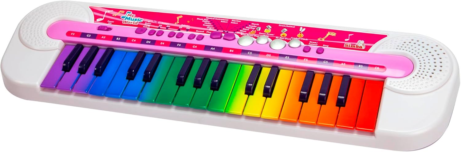 My Music World Girls Keyboard, 32 Keys, 8 Demos, 6 Rhythms, 45 x 13 cm, Musical Instrument for Children, from 3 Years