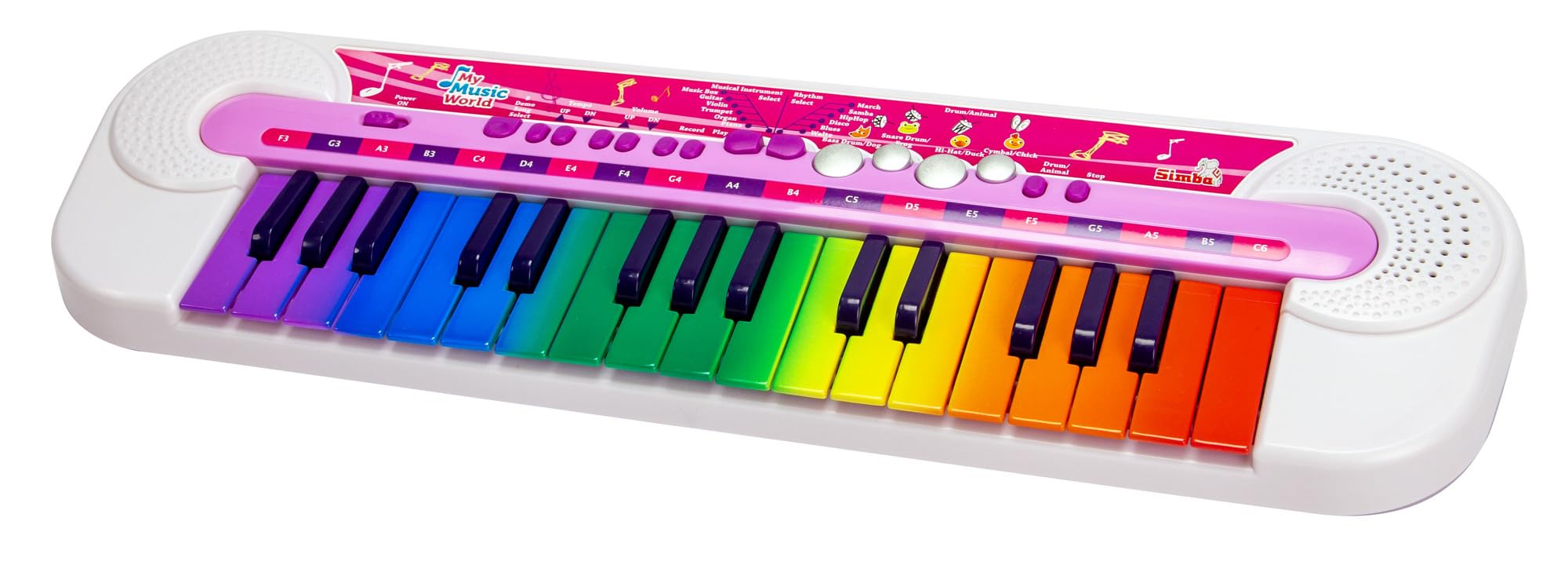 Simba My Music World Girls Keyboard, 32 Tasten, 8 Demos, 6 Rhythmen, 45x13cm, Musikinstrument für Kinder, ab 3 Jahren