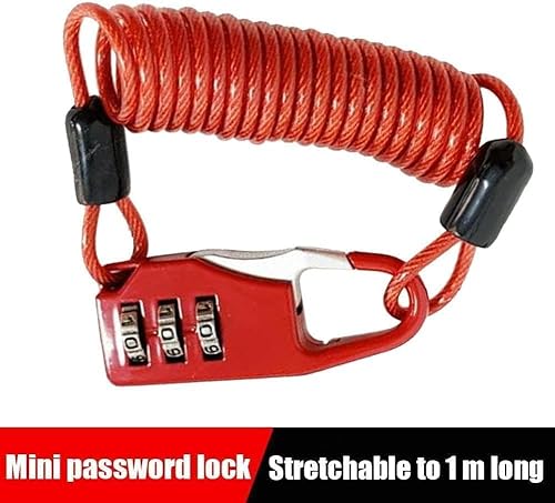 Miniatura 5 de Cerradura de casco rojo Cerradura de cable de acero portátil Cerradura de combinación de contraseña de 3 dígitos Cerradura de bicicleta Cerradura de