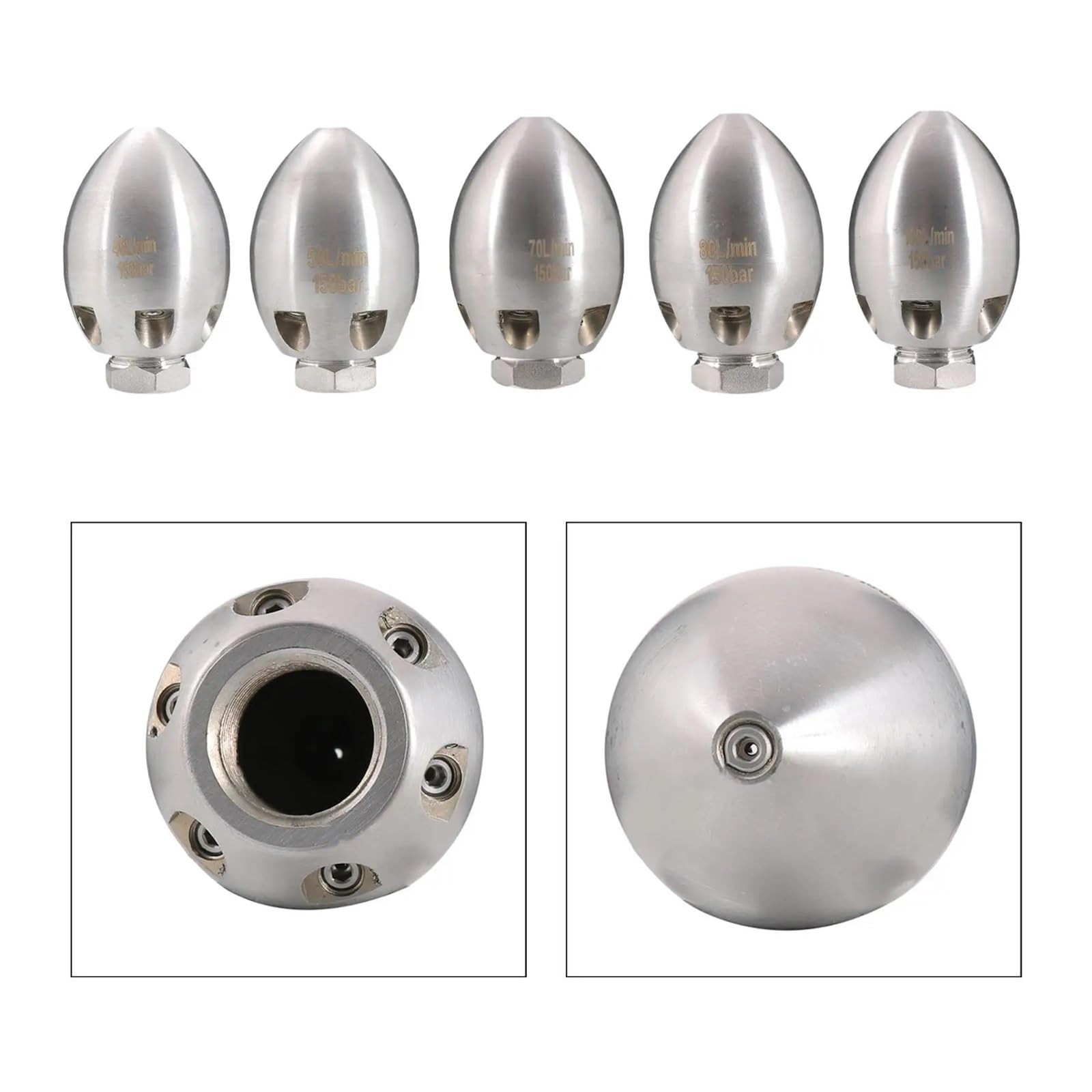 Ugello for getto fognario NPT da 1/2" e 3/8" - Connettore for lavaggio disintasamento ad alta pressione for tubo di scarico(80L)