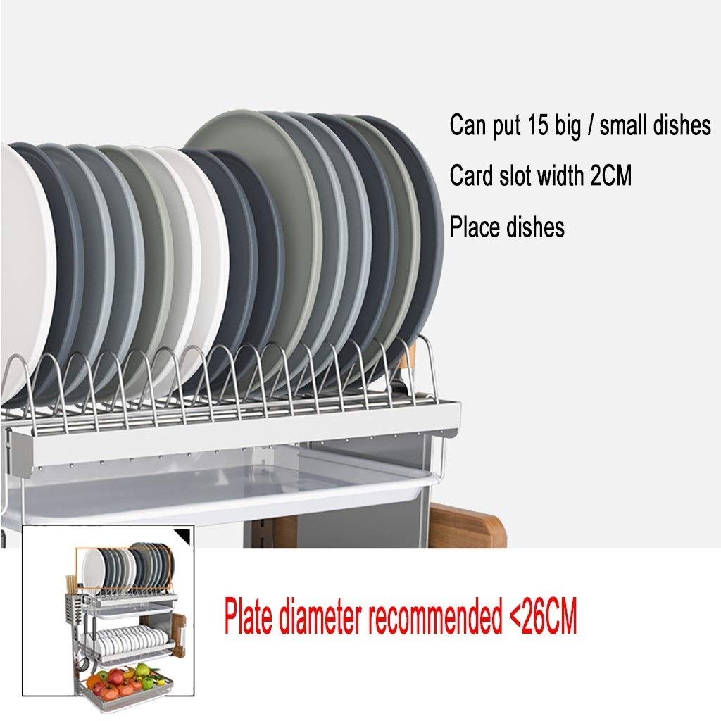 Rejilla de Drenaje para Platos de Acero Inoxidable montada en la Pared de Cocina con instalación Perforada de Bandeja de Drenaje - 3 Capas