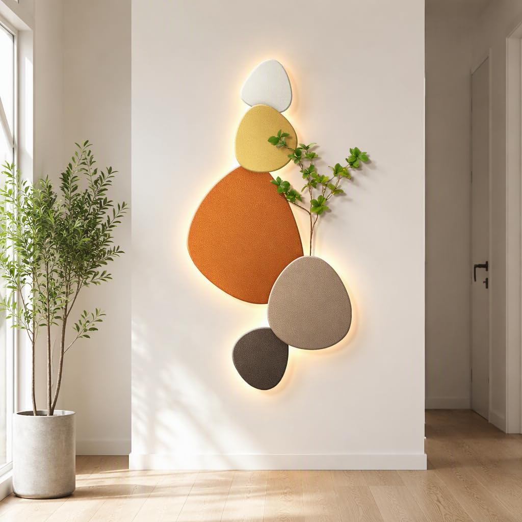 Panel Decorativo LED 3D para Pared, Pintura Decorativa de Paisaje de Piedra para Sala de Estar y Pasillo, Dos tamaños Disponibles. (15.7 * 31.5in)