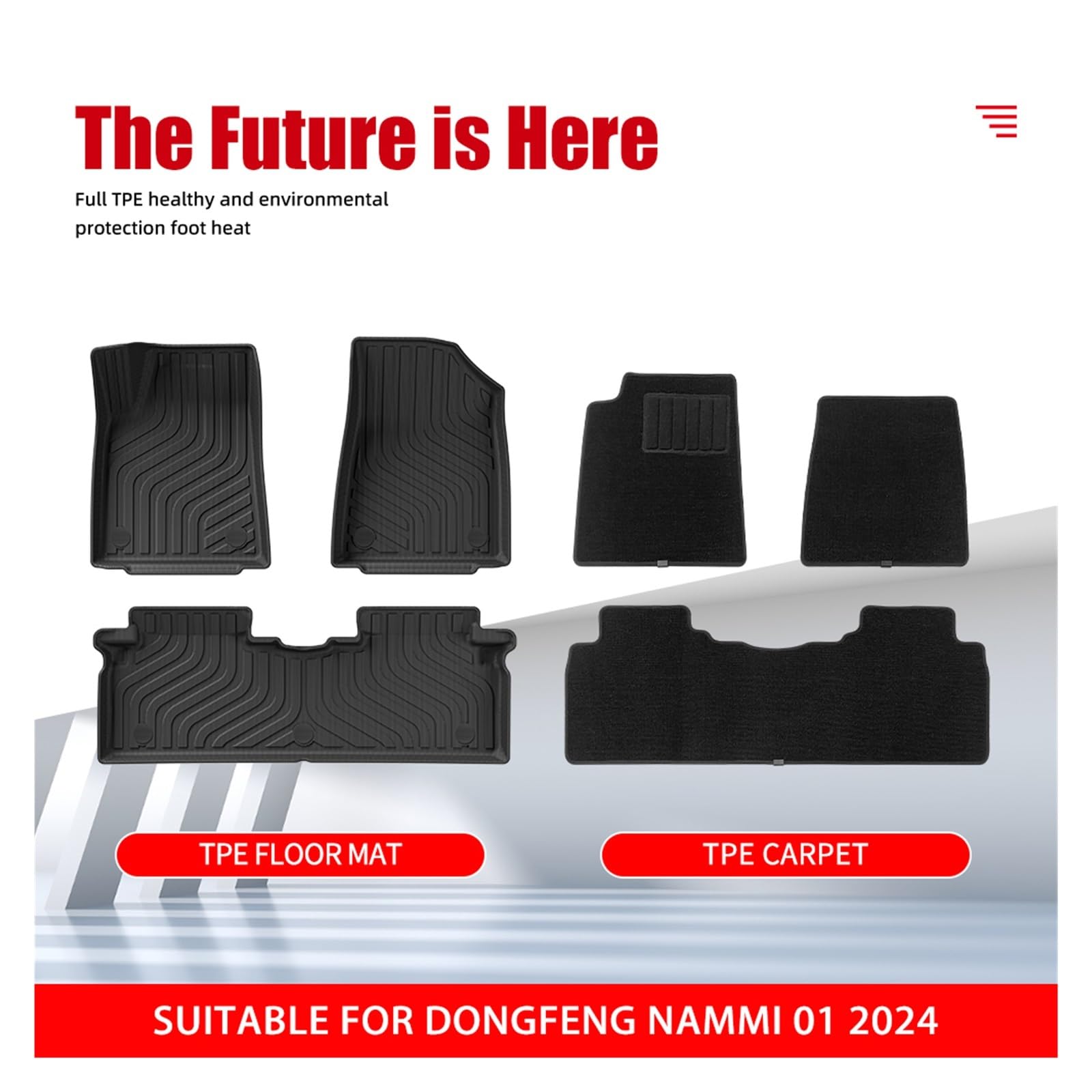 All Weather Car Floor Mat Compatible with Dongfeng NAMMI 01 2024 Custom 3D TPE Car Mats Waterproof Non-Slip — view 3