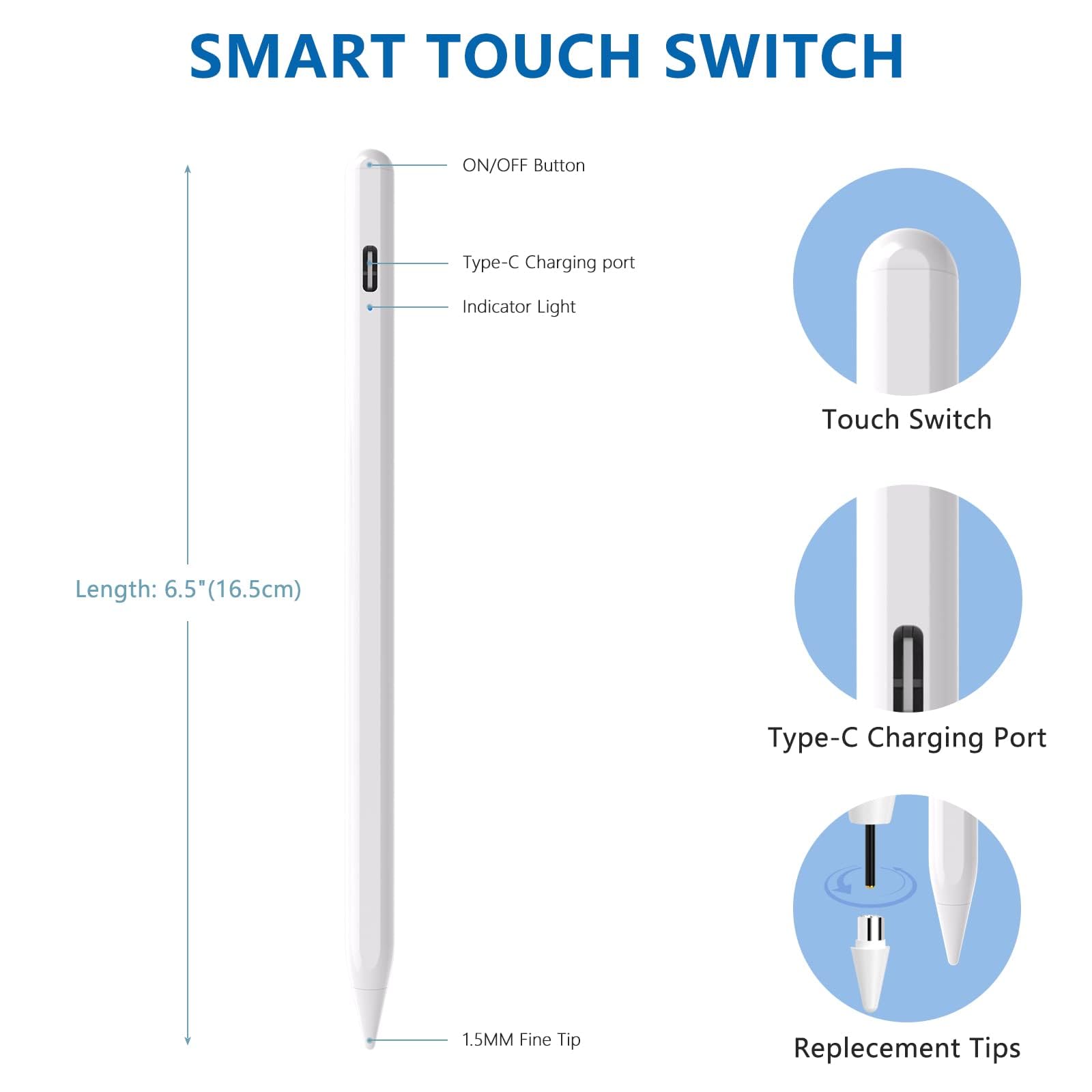 KARFUN Penna Tablet per Touch Screen Android,Compatibile con Samsung,Lenovo,Huawei,Vivo,Mi Tablet,telefono,precisione migliorata e riduzione del palmo