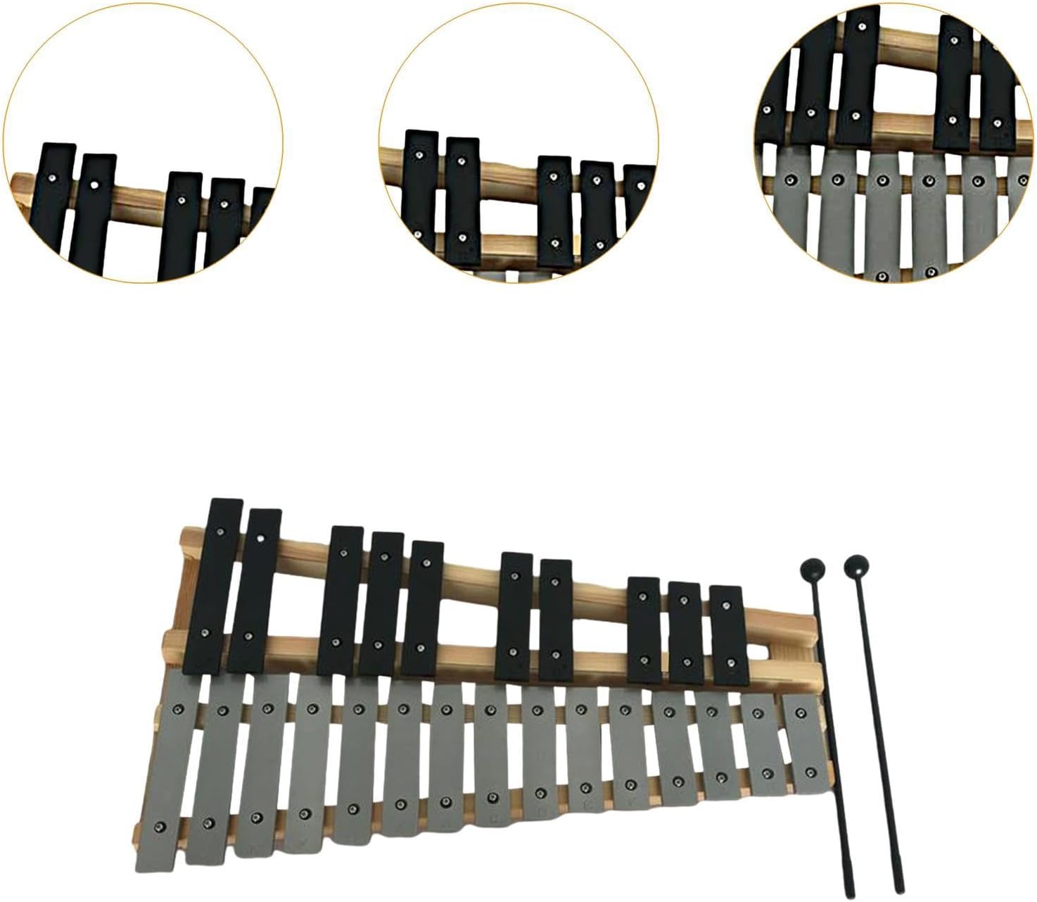 25 Note Glockenspiel Xylophone for Kids, Wooden Percussion Instrument with Mallets & Bag (40cm/15.75in)