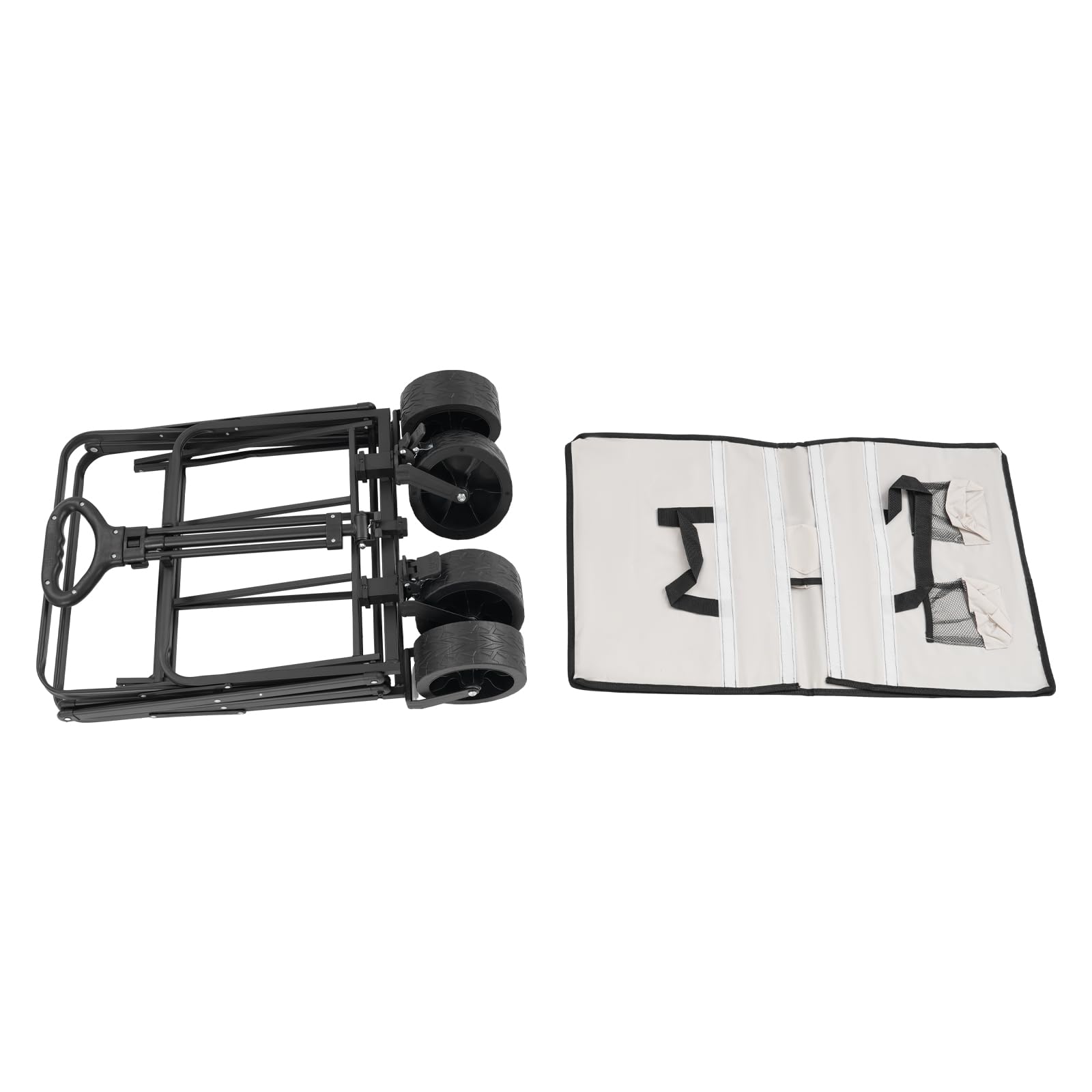 Carretilla de mano plegable de 8 pulgadas con 4 ruedas de patrón antideslizante, 89,5 x 51 cm, para actividades al aire libre, playa, jardín, parque, camping, compras
