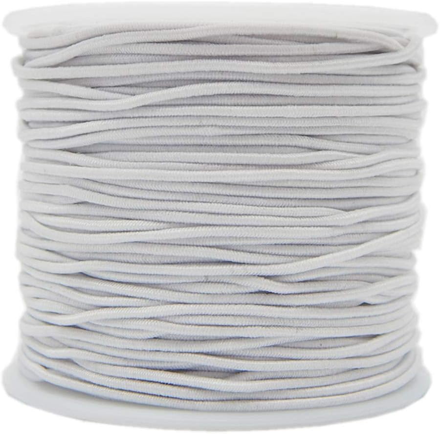 vap26 Round White Elastic Cords, Stretch String Elastic for Beading, Sewing, DIY Craft - 1 roll 1.5mm,12m