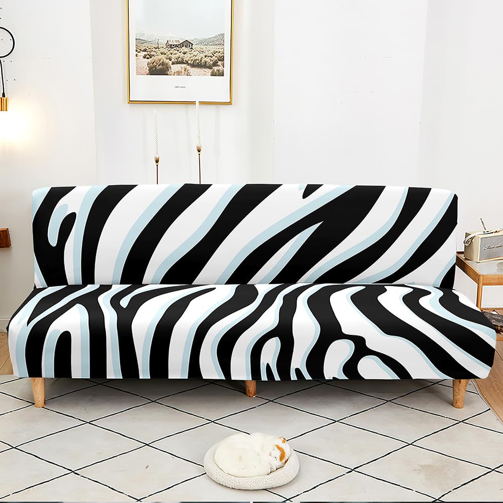 Odot 3D Zebra Print Printed Sofa Cover, Armless 3/2/1 Seater Sofa