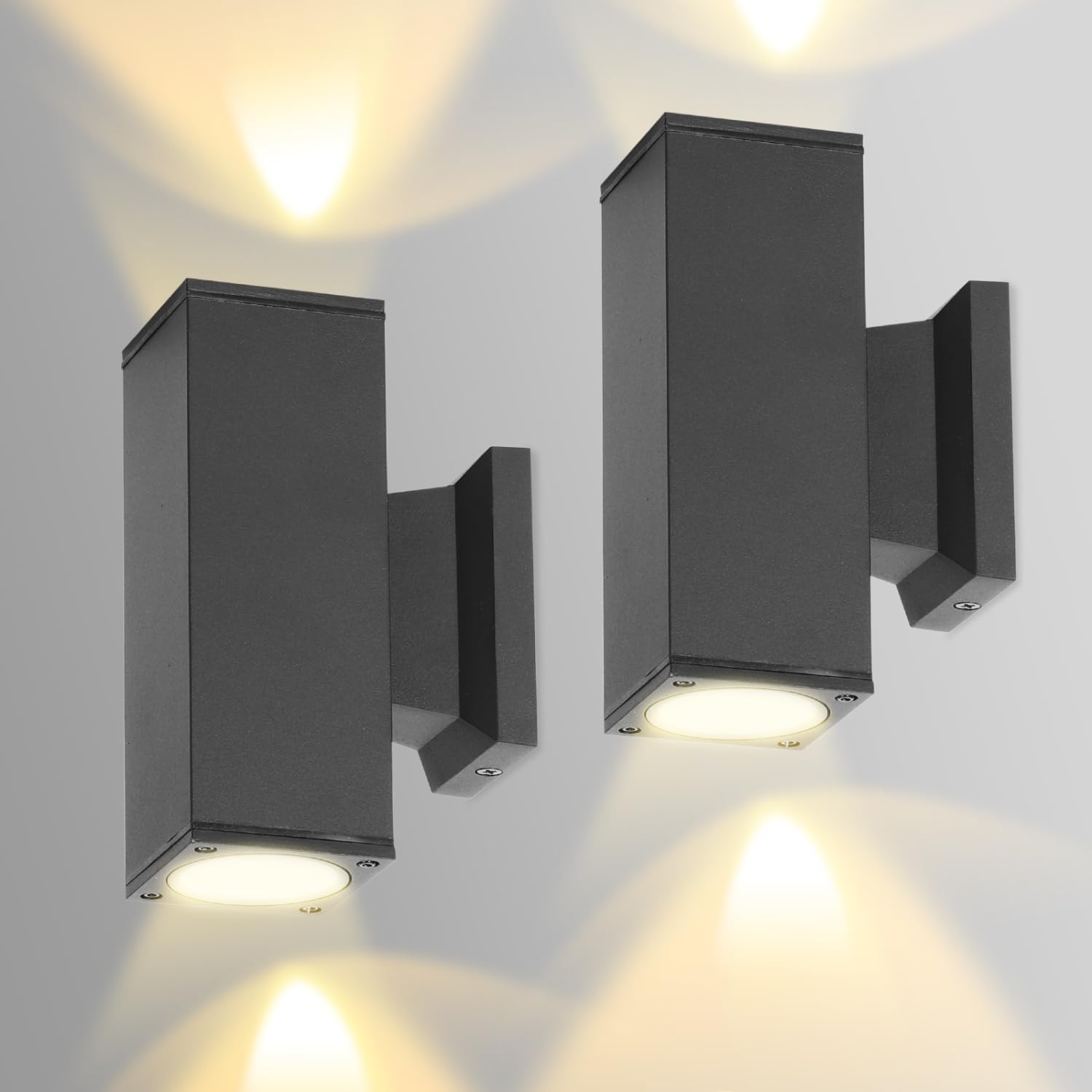 Aigostar Aplique Pared Interior/Exterior,GU10 Lámpara Exterior Pared,IP65 Impermeable Luz Interior y Exterior Iluminación,Para Patio,Jardín,Balcón,Dormitorio,Pasillos (2 paquetes sin bombillas)