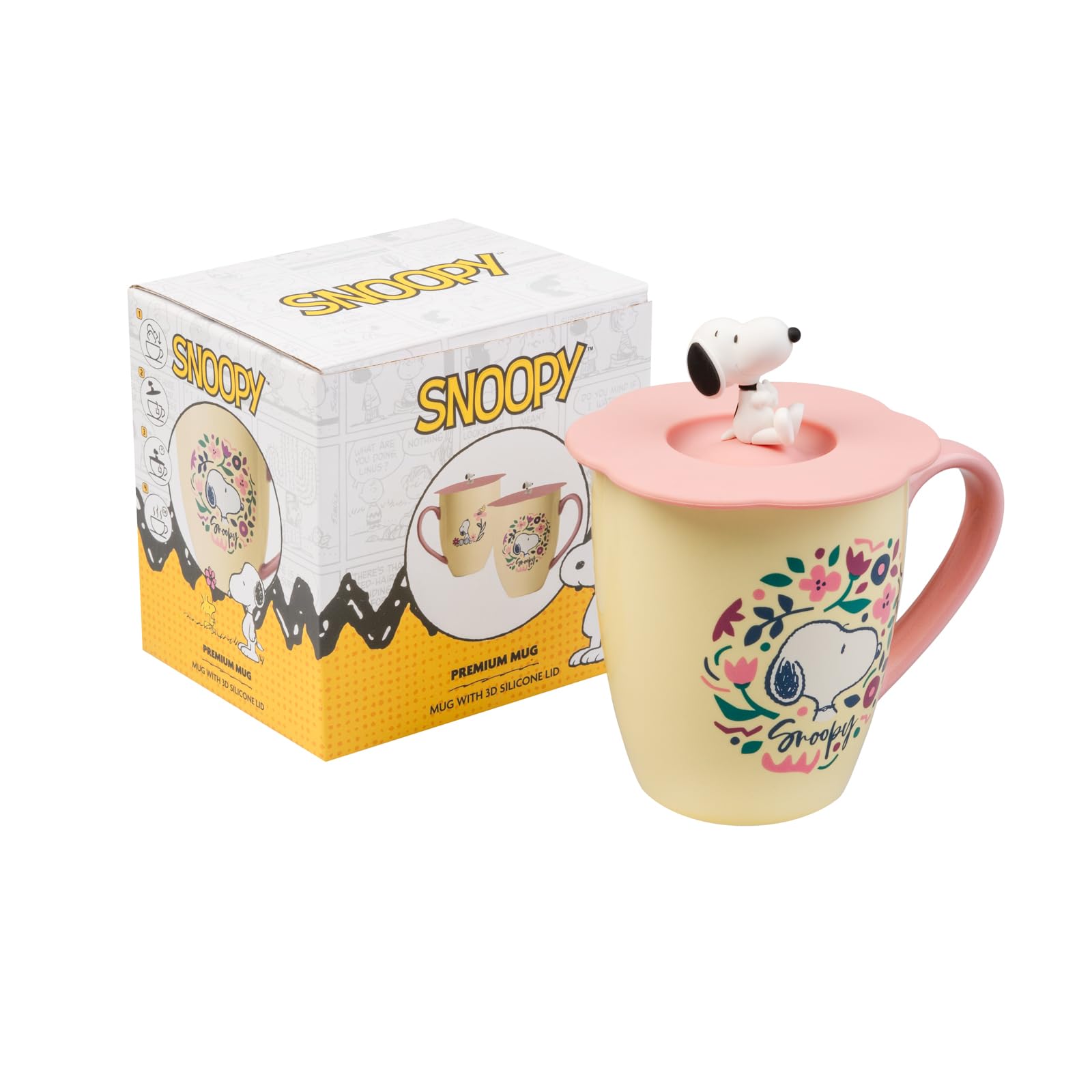 Grupo Erik Taza snoopy - Tazas de café 350 ml con Tapa: Tazas desayuno originales para regalar, Apta para Microondas y Lavavajillas: Regalos Snoopy | Cerámica