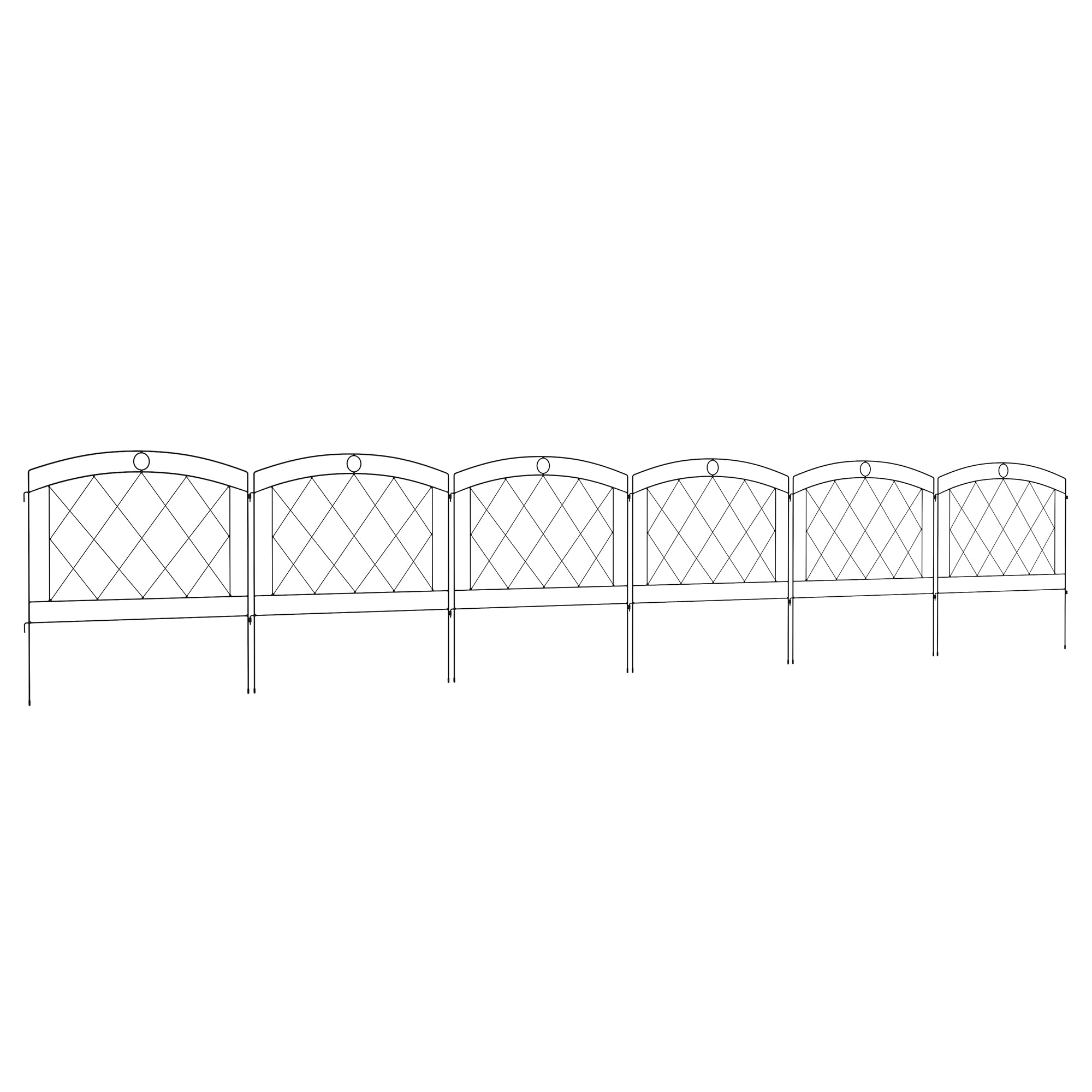 Outsunny Black Decorative Garden Fencing Metal Border Edging 6Pcs