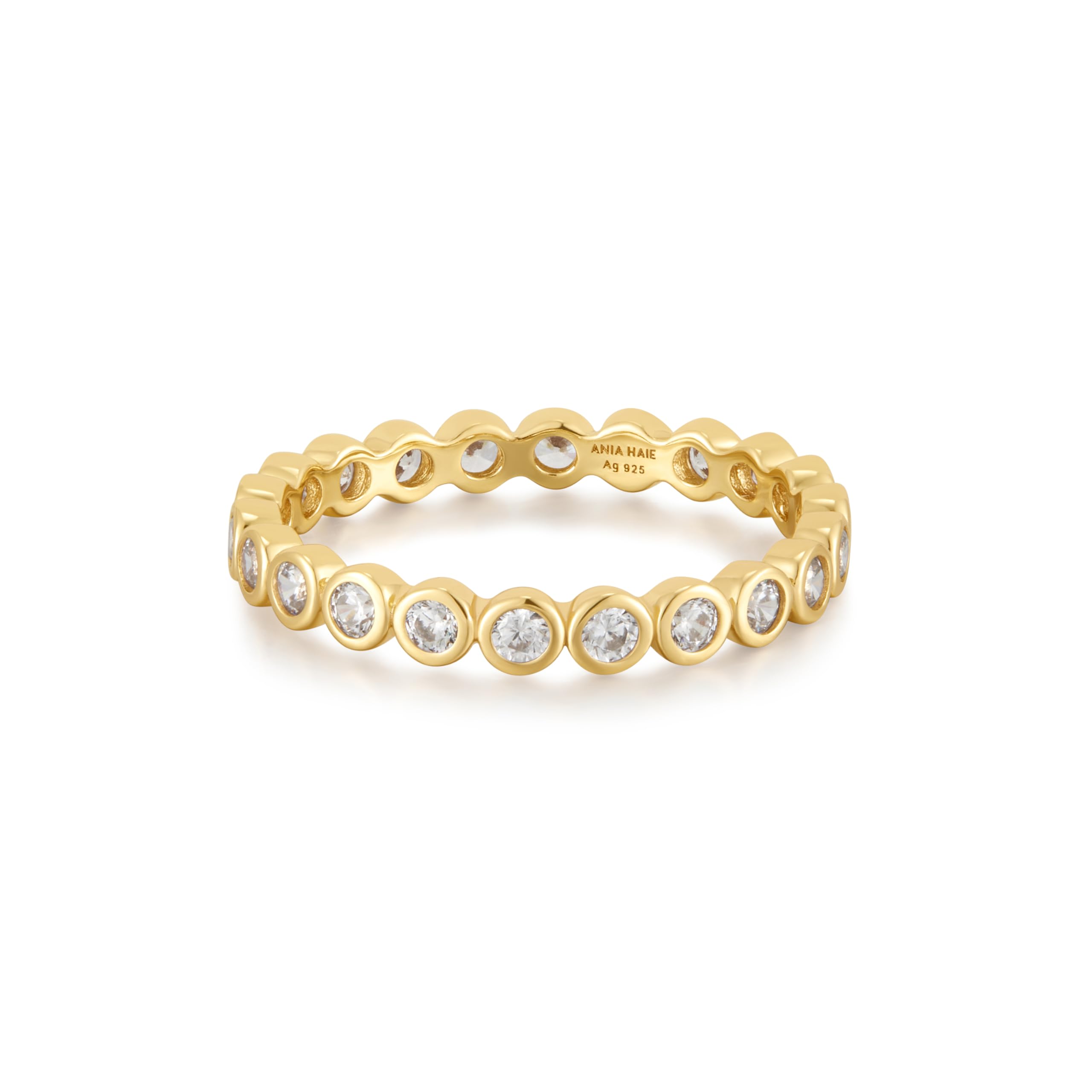 ANIA HAIE Damen Ring CHIC Creator Bezel Set Ring aus 925 Sterling Silber, besetzt mit 22 Zirkonia, inkl. Geschenkverpackung