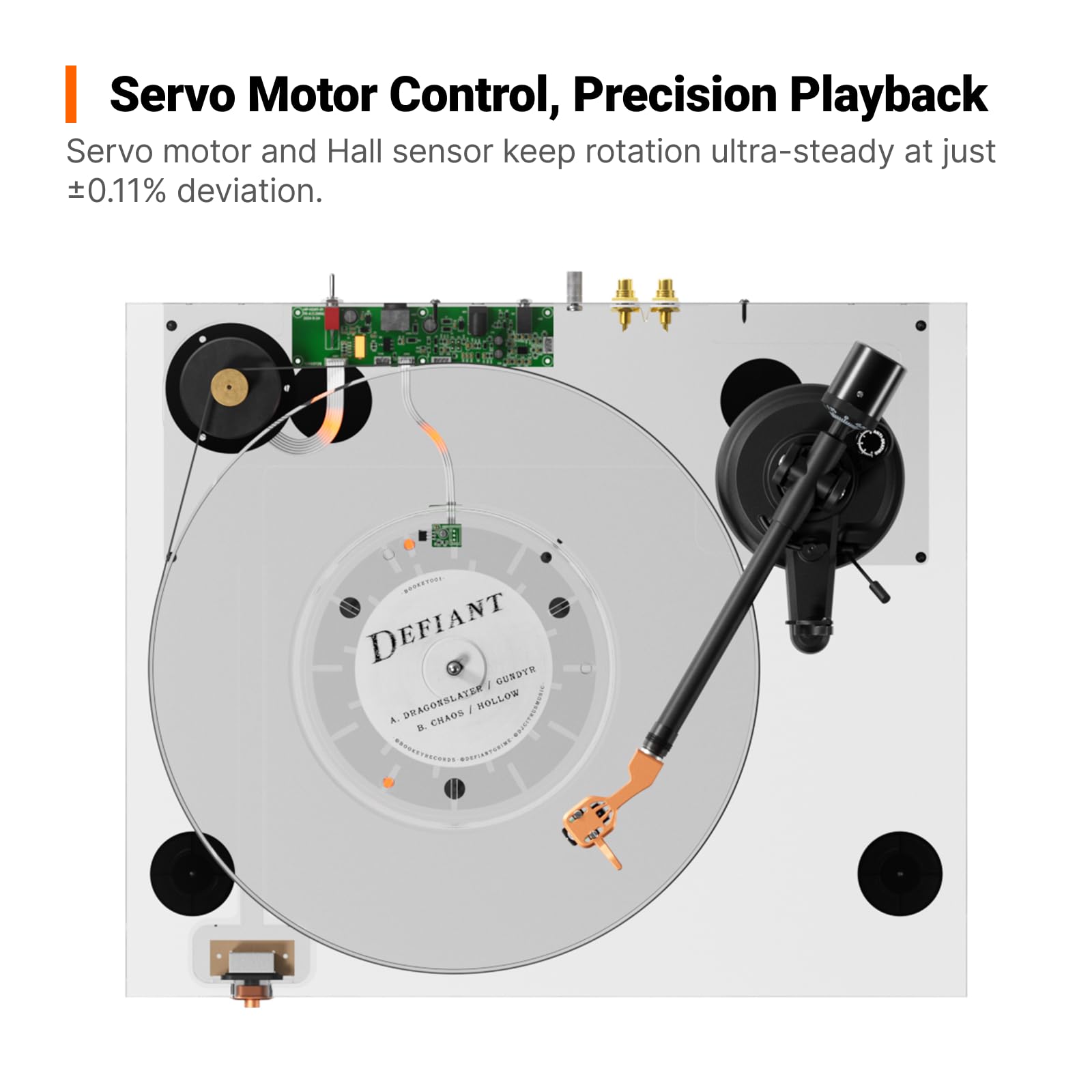 Fosi Audio Luna3 Plattenspieler, Hi-Fi Vinyl Record Player mit VM95E Tonabnehmer, Acryl-Drehteller, Servomotor, ohne eingebaute Phono-Vorverstärker, Aluminium-Tonarm