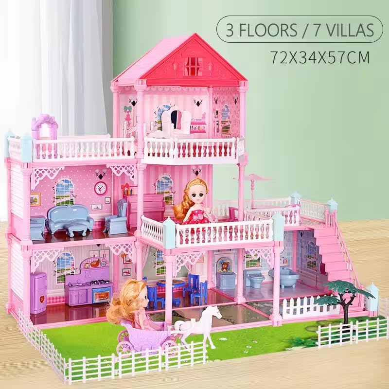 Image of Doll House for Girls Toddlers 4 Story 10 Rooms Playhouse with Dolls Toy Figures, Furnitures, Accessories, Doll House Toys Gift for Kids Gift for for 3 4 5 6 7 8 9 10 Year Old (Standard Edition)