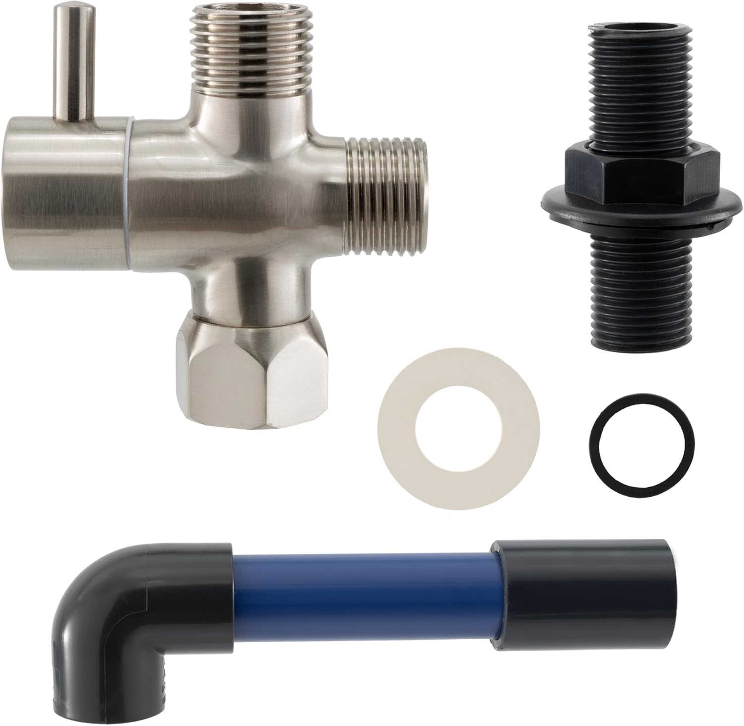 RecPro RV Showermiser Kit (Brushed Nickel) | Saves Water | Redirects to Freshwater Tank While Shower Heats Up | Color-Changing Tube Indicates Hot Water