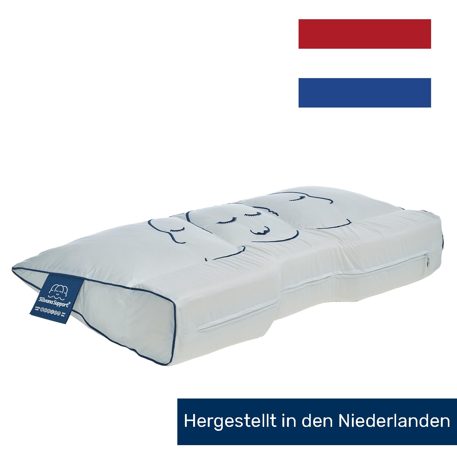 Blau – Orthopädisches Nackenstützkissen 40x80 cm – Medium Fest – AGR-Zertifiziert & Oeko-TEX – Ergonomisch für Seiten- & Rückenschläfer – Made in den Niederlanden