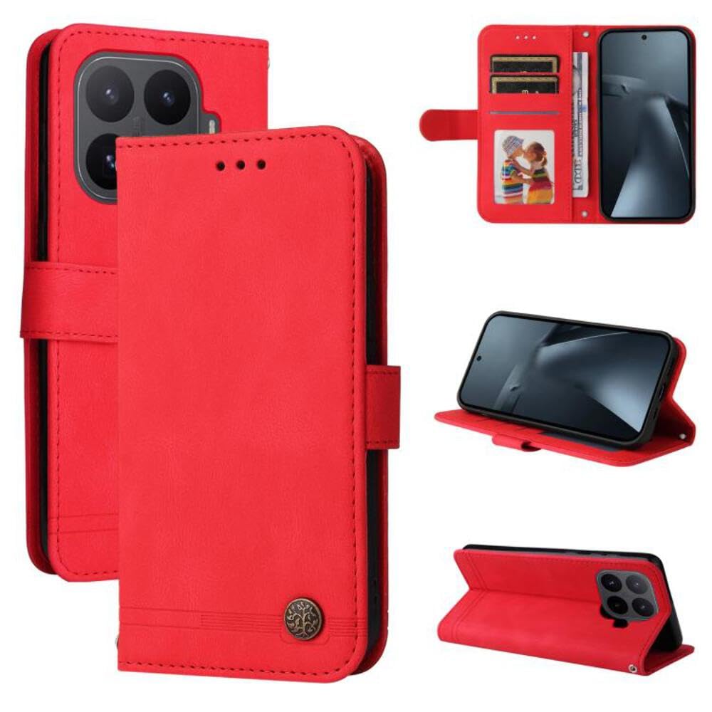 Housse en cuir Xiaomi 17 Ultra style premium avec bouton métallique chic - 8