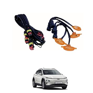 PRIKNIK LED Grille Lights Amber Yellow Grill Led with Fuse Adapter Wiring Harness Kit (4PCS, Amber Shell with Amber Light) Compatible with Kona Electric