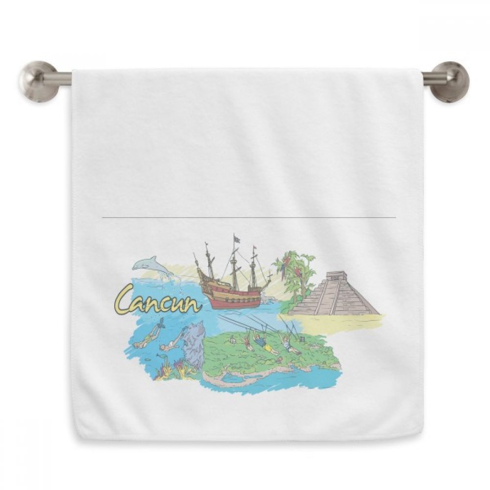 Serviettes Moelleuses Cancun Mexique Temple Maya pour Visage et Mains Doux