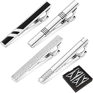 Venzina® 4 Pack Men's Tie Clips Set Tie Pin Tie Clip for Men Suits Luxury Metal Plating Necktie Tie Bar Clasp Pinch Clip f...