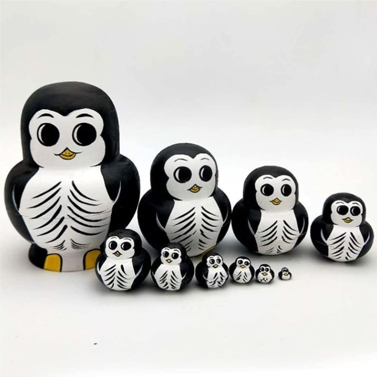 Matrioszki Matrioszka Lalka Rosyjska Zestaw 10 Sztuk Pingwina Drewniane Ręcznie Gniazdujące Lalki, Matryoshka Rosyjska Lalka Na Prezent Dekoracja Wnętrz Rosyjskich Lalek Rosyjskie Lalki
