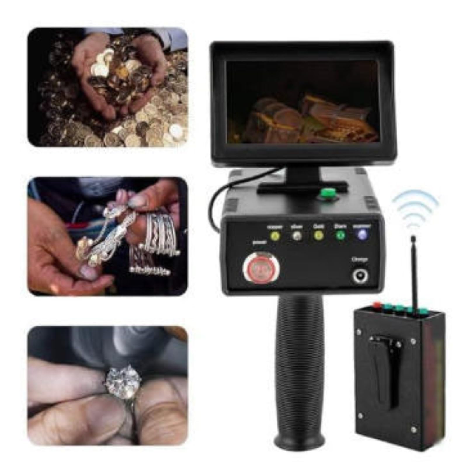 Détecteur de métaux portable – Scanner de métaux haute précision avec écran LED 3D, portée de recherche 0–1200 m, profondeur de détection jusqu'à 30 m pour or, argent, cuivre