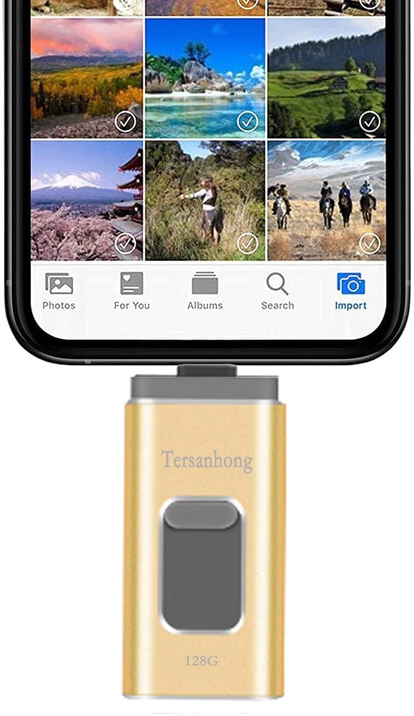 USB 3.0 Thumb Drives 128GB for 1OS,4 in 1 Dual USB Flash Drive Password Protect Photo Stick Micro USB and USB C Memory Stick External Date Storage for 1OS System/Samsung/Computer and pc…