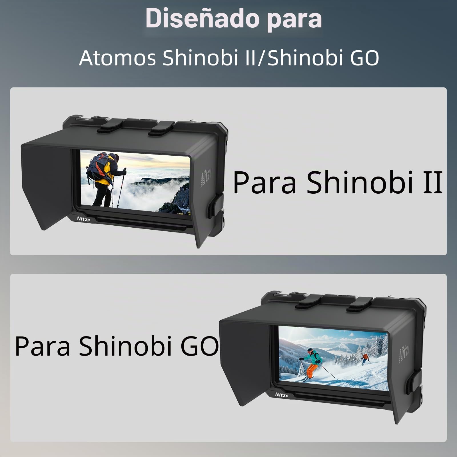 Nitze Shinobi 2 Cage, Jaula para Atomos Shinobi II/Shinobi Go, Jaula para Monitor con Parasol y Riel NATO - JT-A07B | Capucha de piel sintética