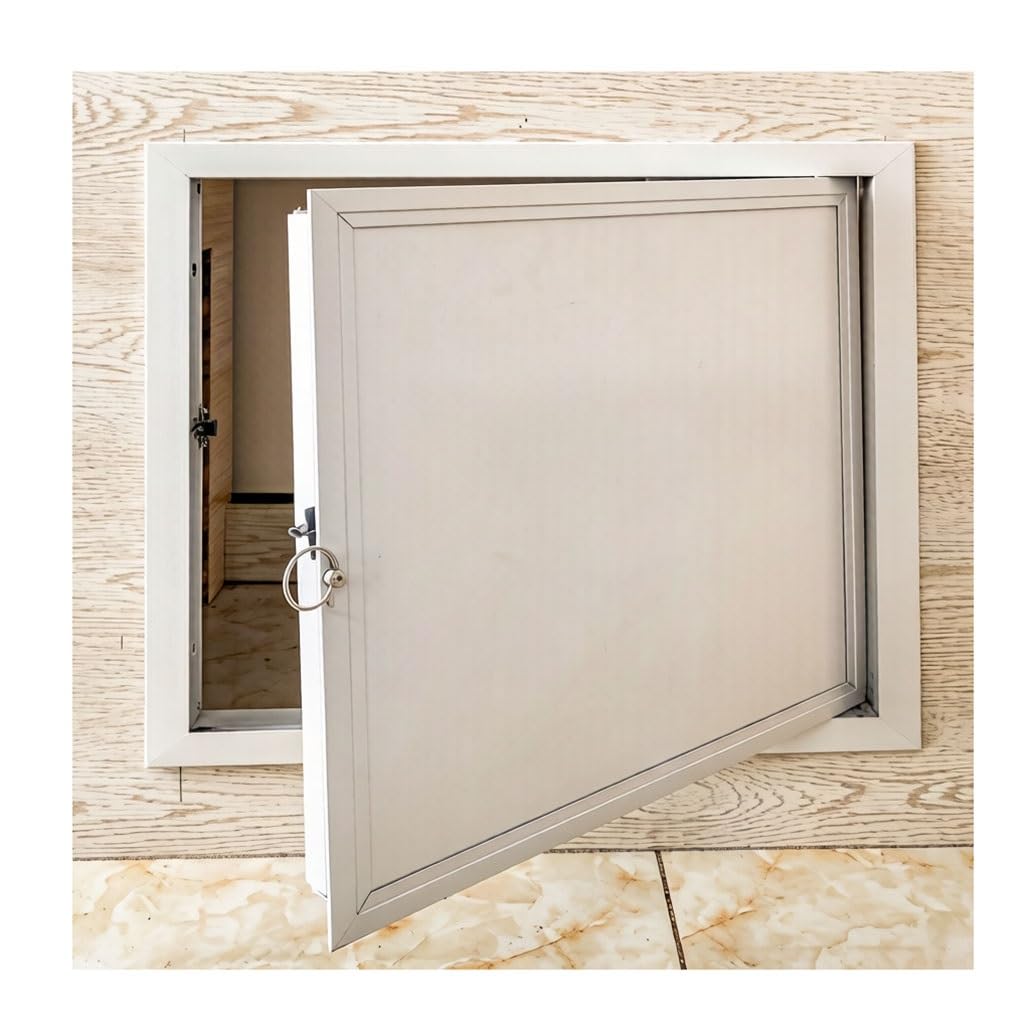 Puerta de ático para montaje empotrado que tapa agujeros en techos de fábrica