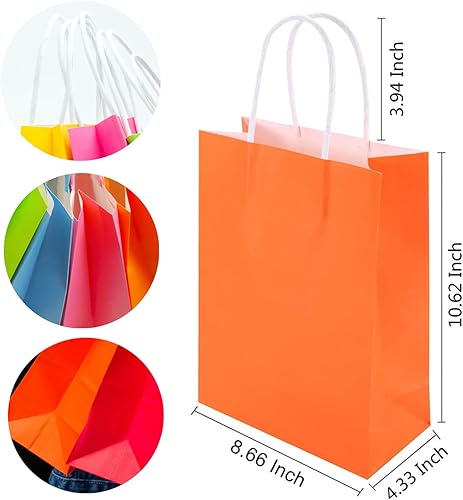 Miniatura 3 de MUKOSEL - 32 bolsas de papel kraft para fiestas 8 colores bolsas de regalo a granel con asas perfectas para bodas baby shower cumpleaños regalos