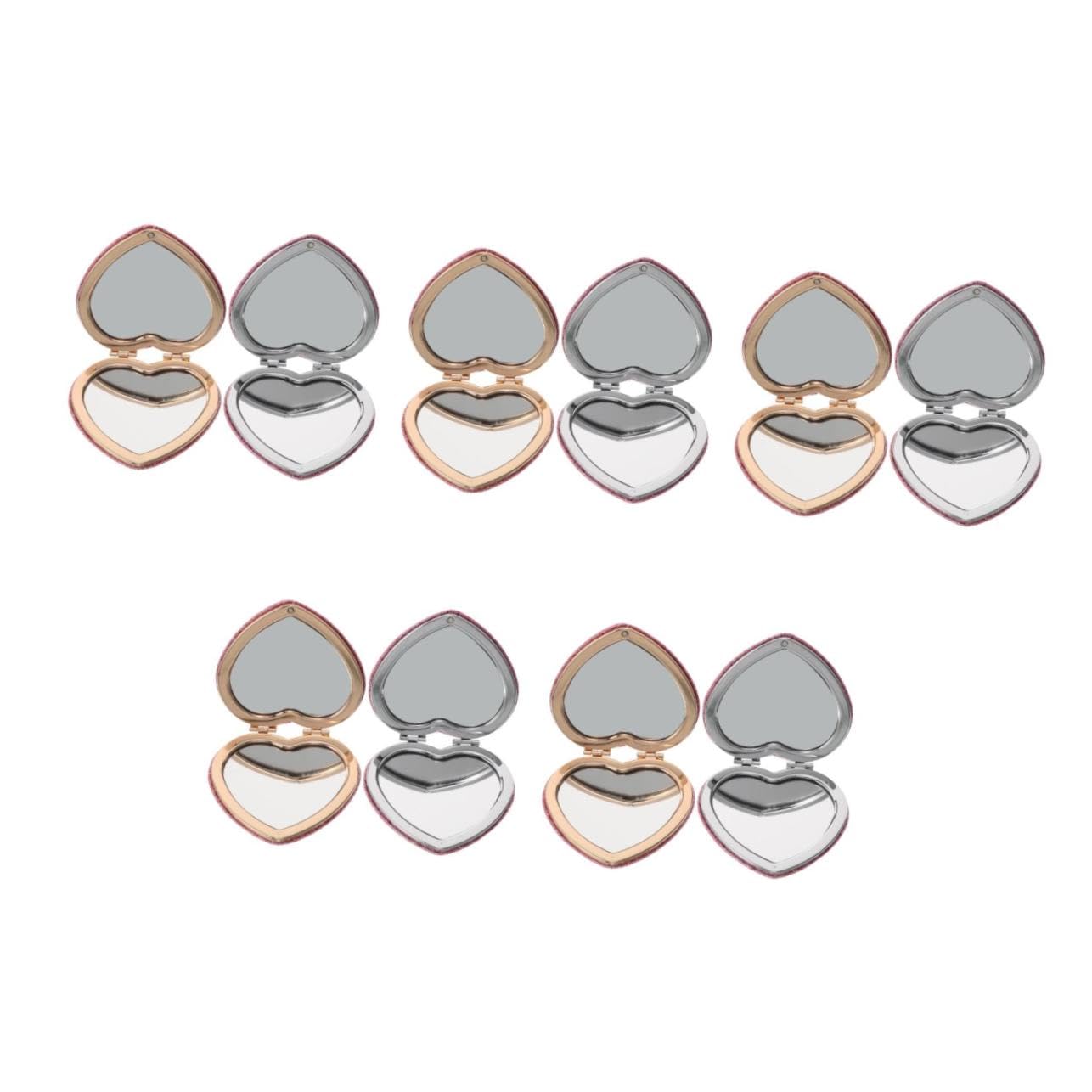 Miroir de maquillage petit et mignon pour retouches express en voyage | Lot de 10 pièces cœur