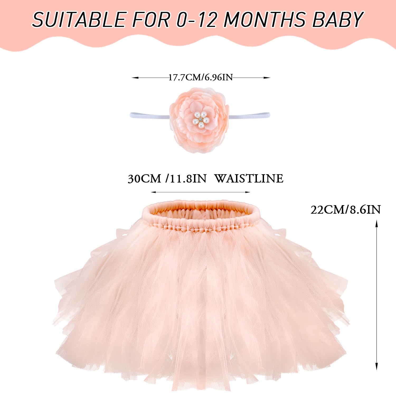 Pettiskirt Bébé Arc-en-Ciel + Bandeau - Jupe Tutu Bulle Pour Séance Photo Nouveau-Né Fille, Ultra Mignonne 0-6 Mois