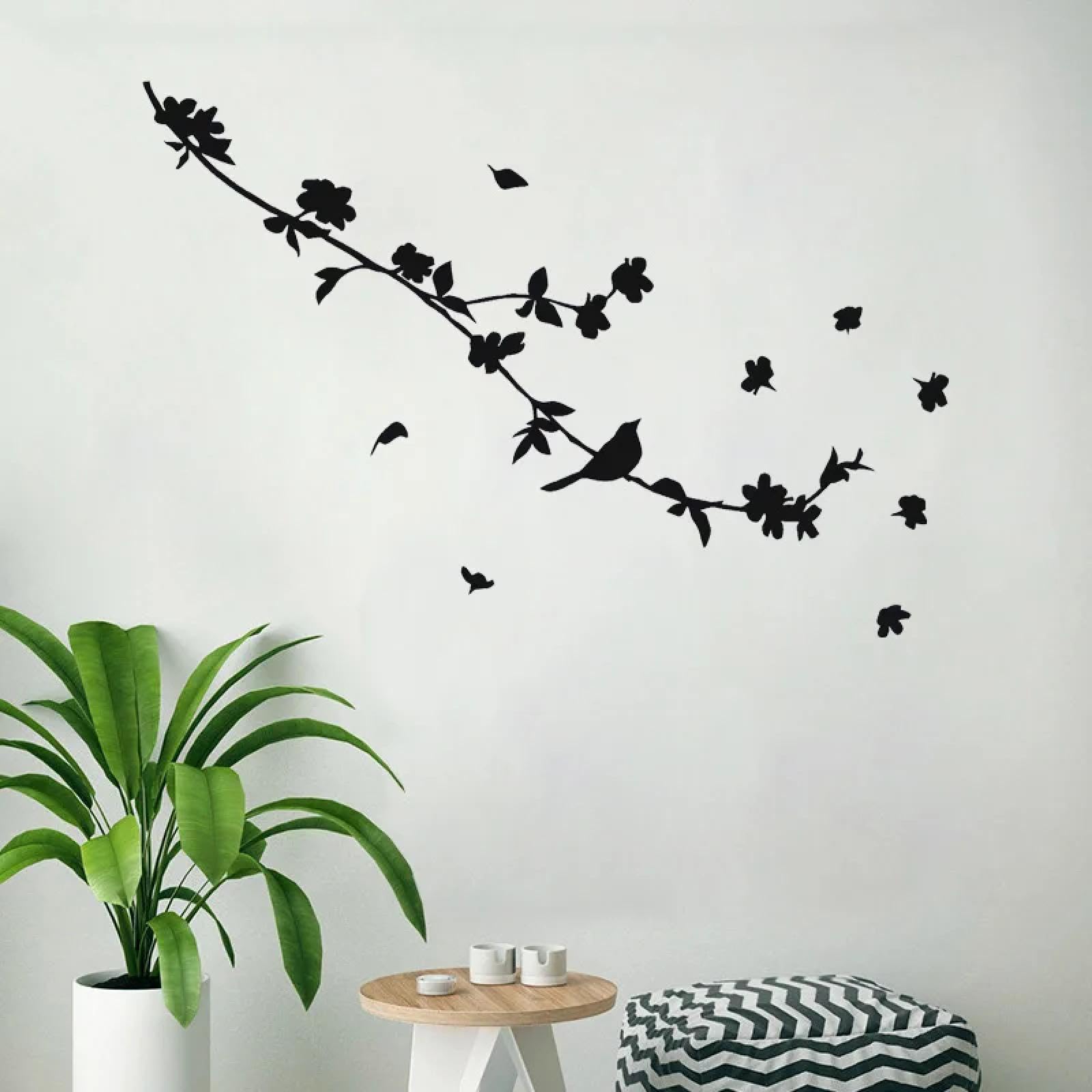Branch Bird Vinyl wall Sticker for Indoor and Outdoor Decor Living Room Bedroom Boys and Girls Room Sticker/Black