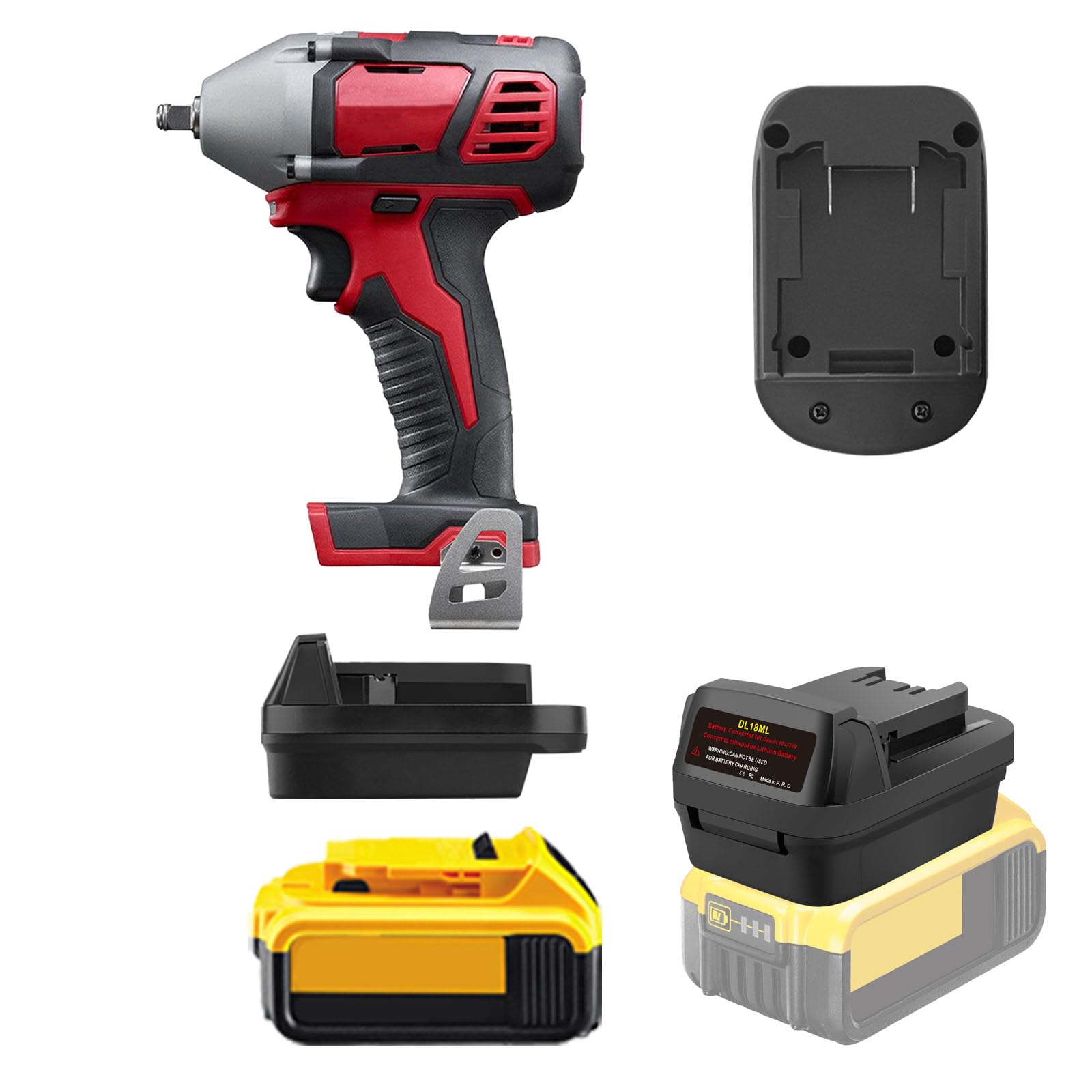 DW18ML Battery Adapter for DeWalt 18V 20V Lithium-Ion Battery Convert to for Milwaukee 18V Power Tool, Suitable for DeWalt 18V/20V Max Li-ion Battery Power Tools