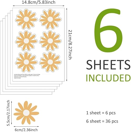 Miniatura 4 de QUCHENG Calcomanías de pared de margaritas bohemias para dormitorio de niñas, calcomanías florales removibles, decoración de habitación de niños,