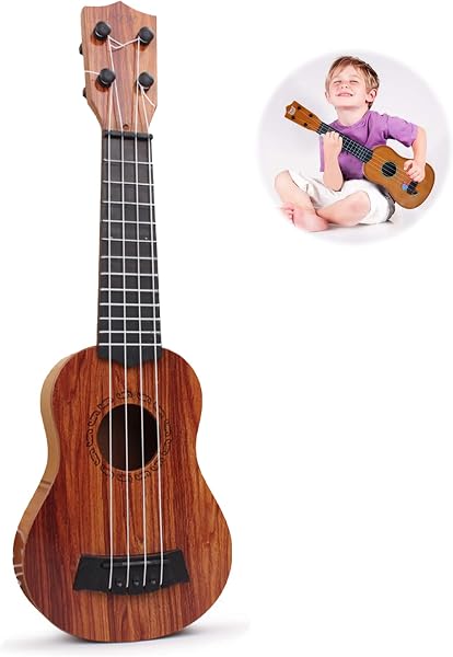 Chitarra Giocattolo per Bambini, Tuwyii, Ukulele Bambini, Chitarra Giocattolo, Mogano 44cm - 1