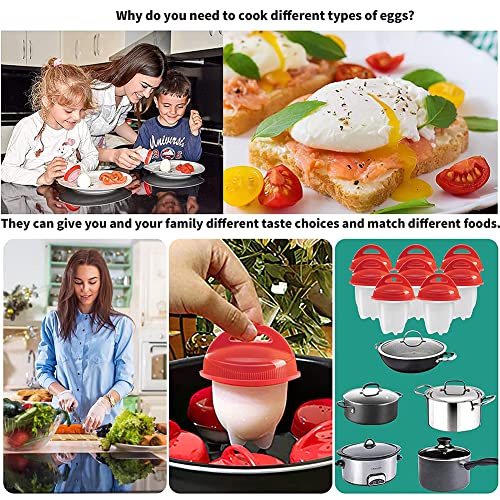 6pcs Eierkocher Silikon Set,Nesloonp Eierkocher aus Silikon,Eierkochern Ohne Schale ,Eierbecher zum Kochen,ei kochen Easy Eggs,Non Stick Eier Silikon Kocher Schalenlose hart und weich Küchengeschirr – Bild 8