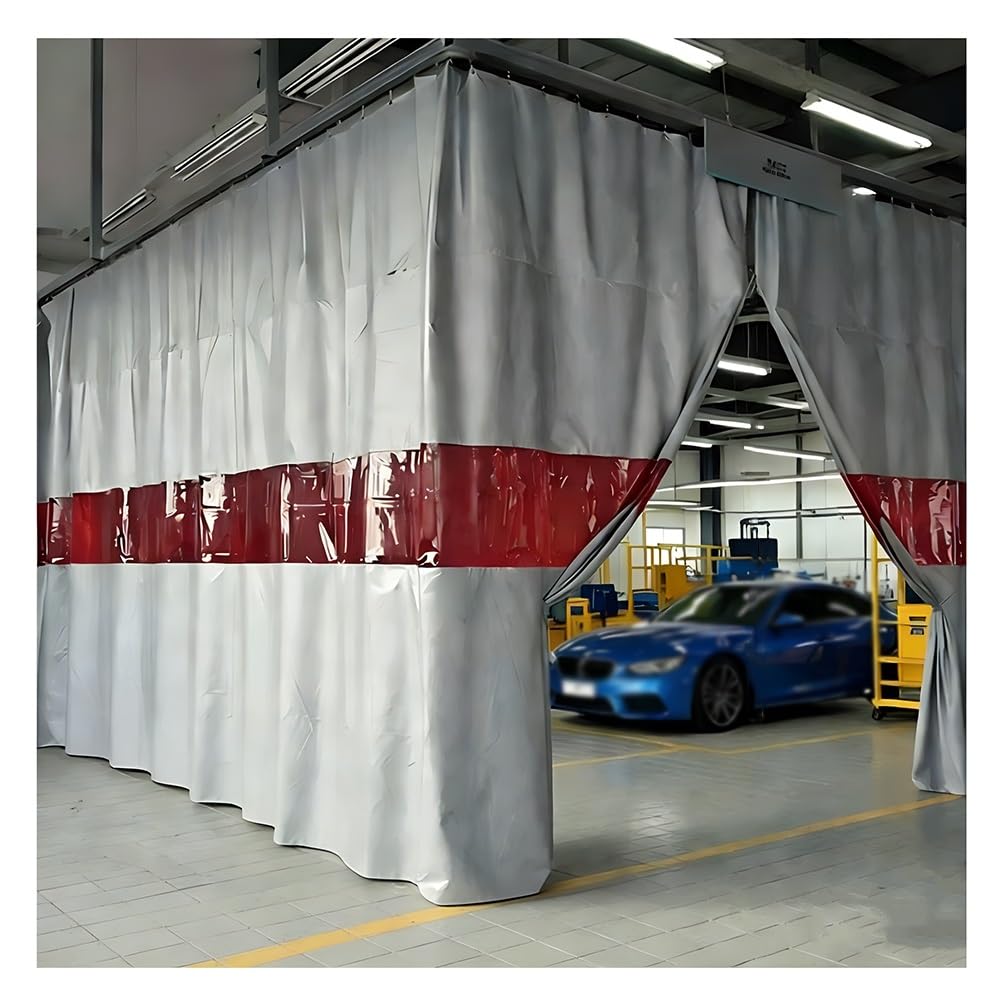Écran de soudure ignifuge avec fenêtre de visualisation rouge, rideau de soudure suspendu, couverture de soudure industrielle pour atelier