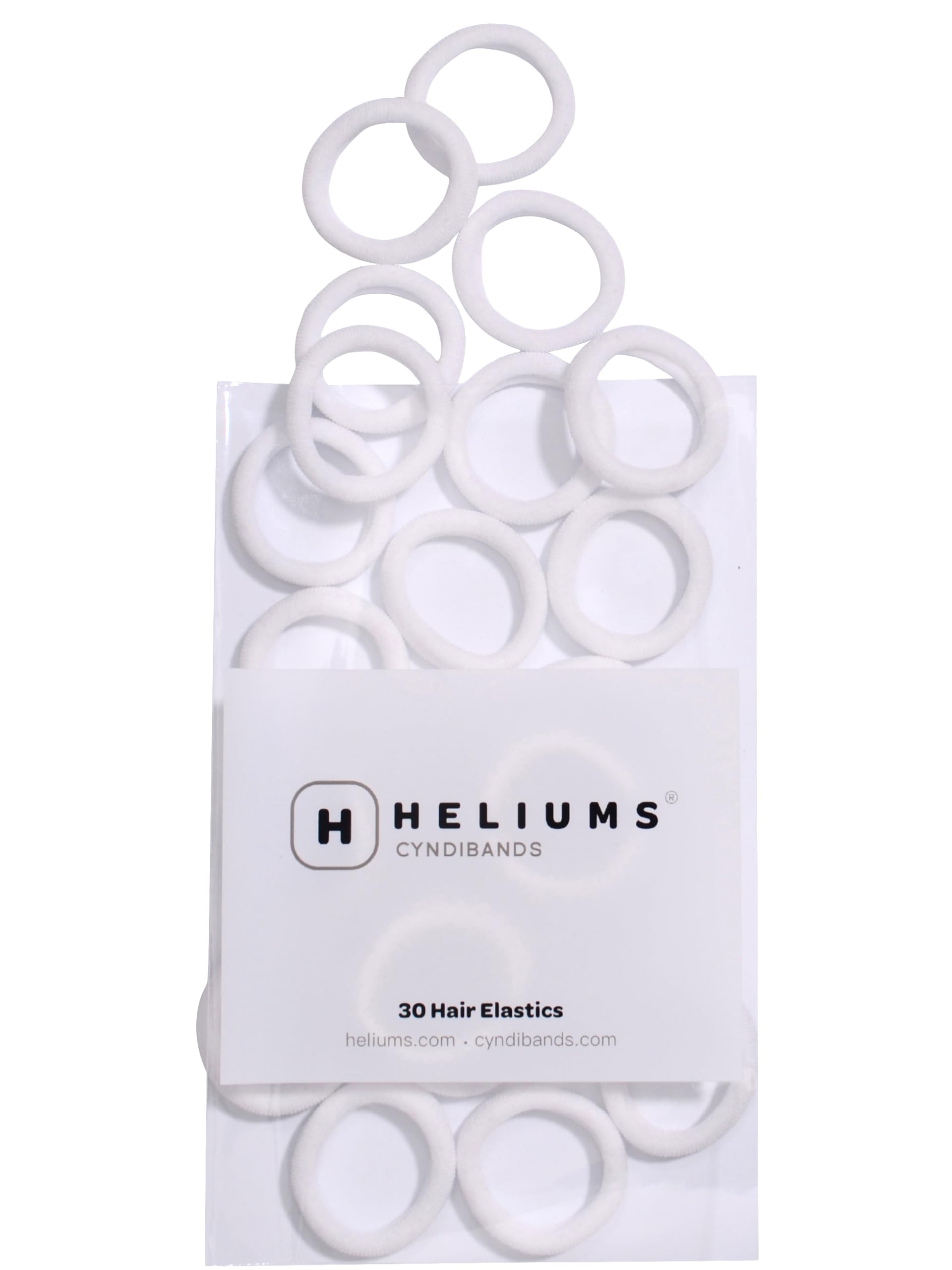 Heliums Small Soft Hair Ties - White - 1 Inch Mini Nylon Bands, No Damage Ponytail Holders for Kids, Braids, and Thin Hair - 30 Count