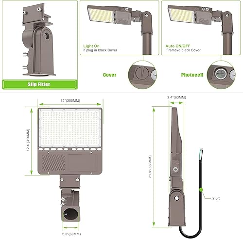 Miniatura 4 de Luz LED de estacionamiento de 480 V 150 W, 22500LM LED comercial Shoebox Pole Lights Slip Fit Mount Flood Lights 5000K IP65 Área al aire libre Sport
