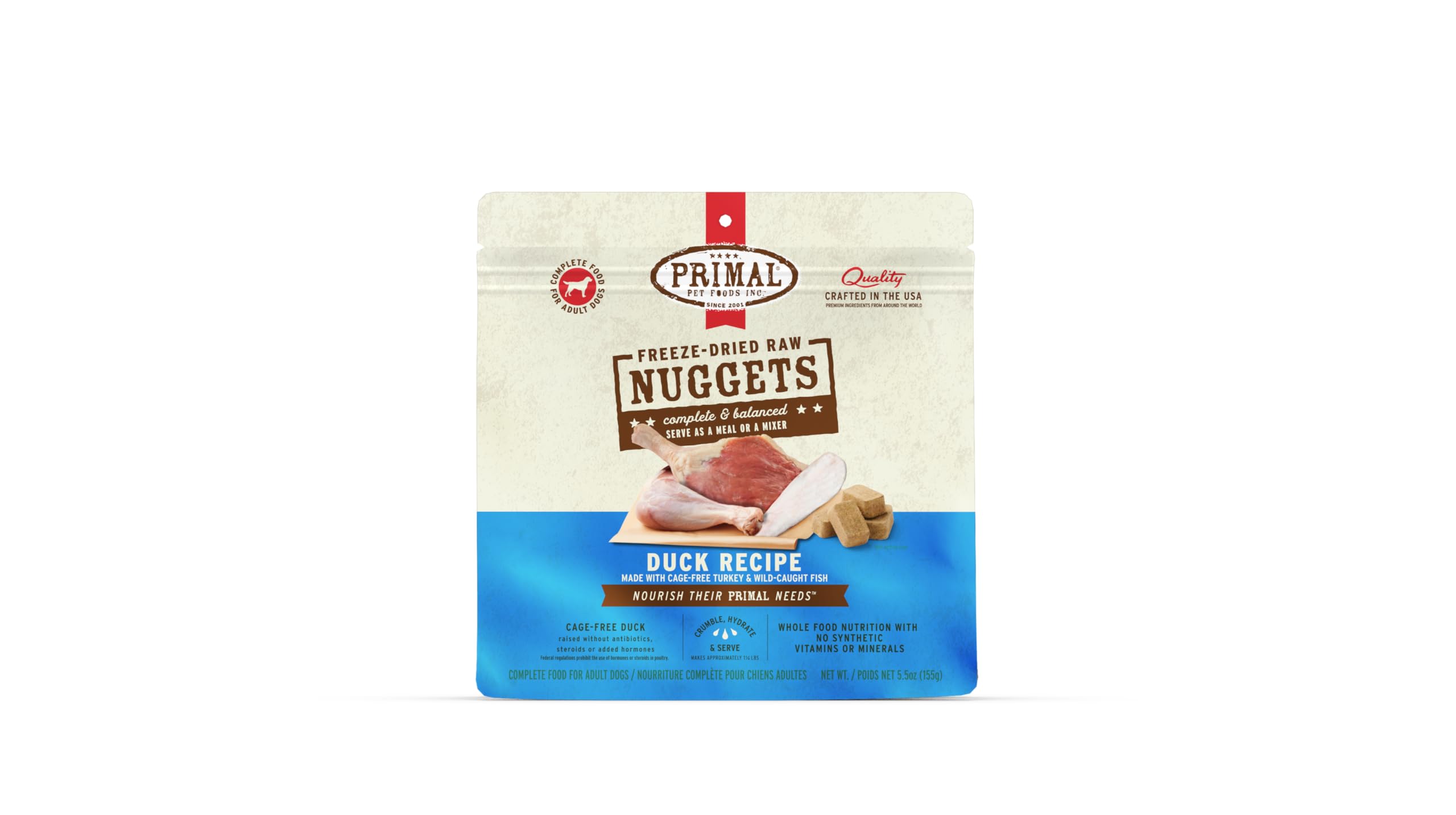 Primal Freeze Dried Raw Dog Food Nuggets, Duck, 5.5 oz