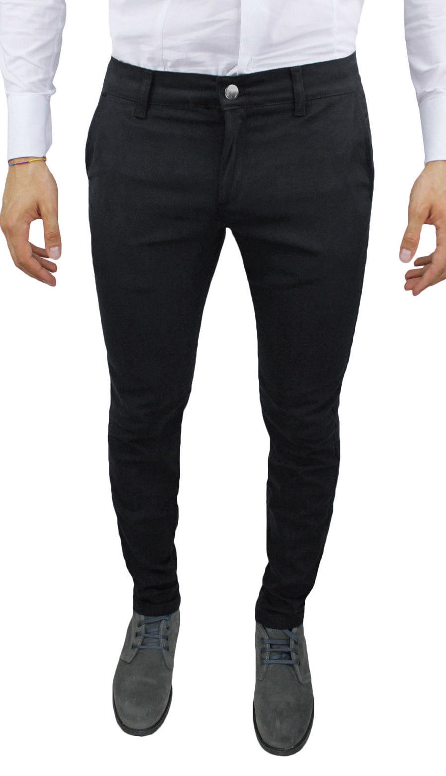 Evoga Pantaloni Uomo Slim Fit Invernali Alta Sartoria Chino's Eleganti Casual