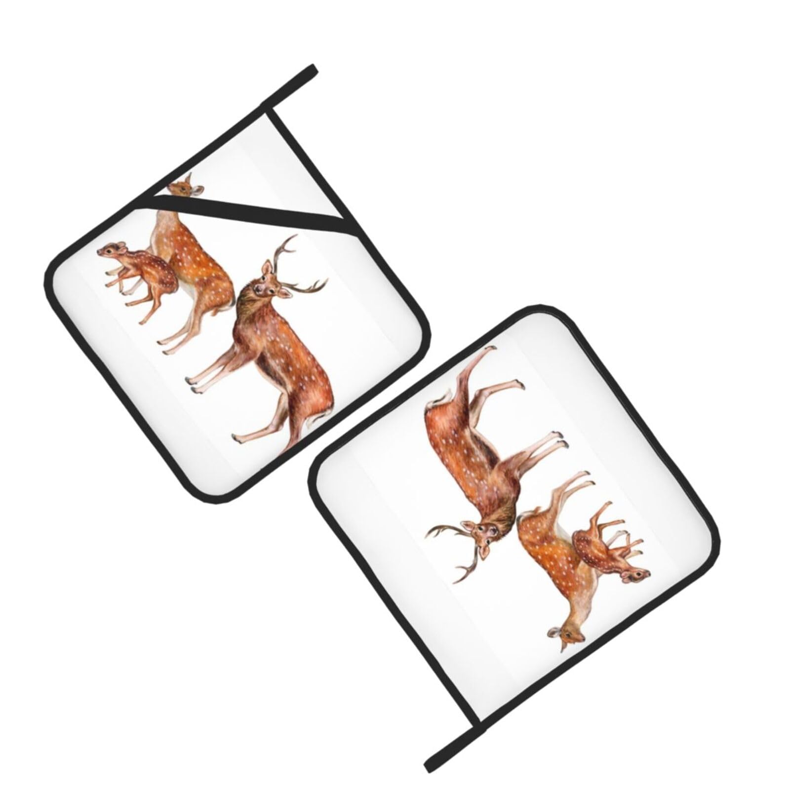 Spotted Deer Printed Oven Pot Holders Set of 2 Pcs Heat Resistant Kitchen Microwave Potholders for Cooking Baking Grilling