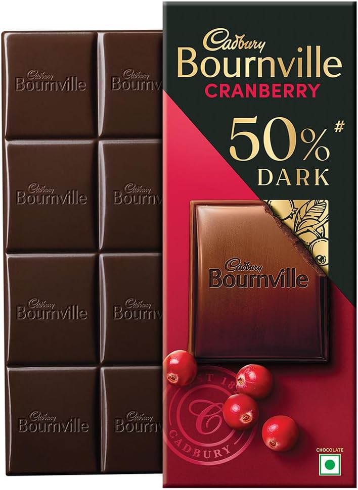 Cadbury Bournville Cranberry 50% Dark Chocolate Bar, 78 Gm