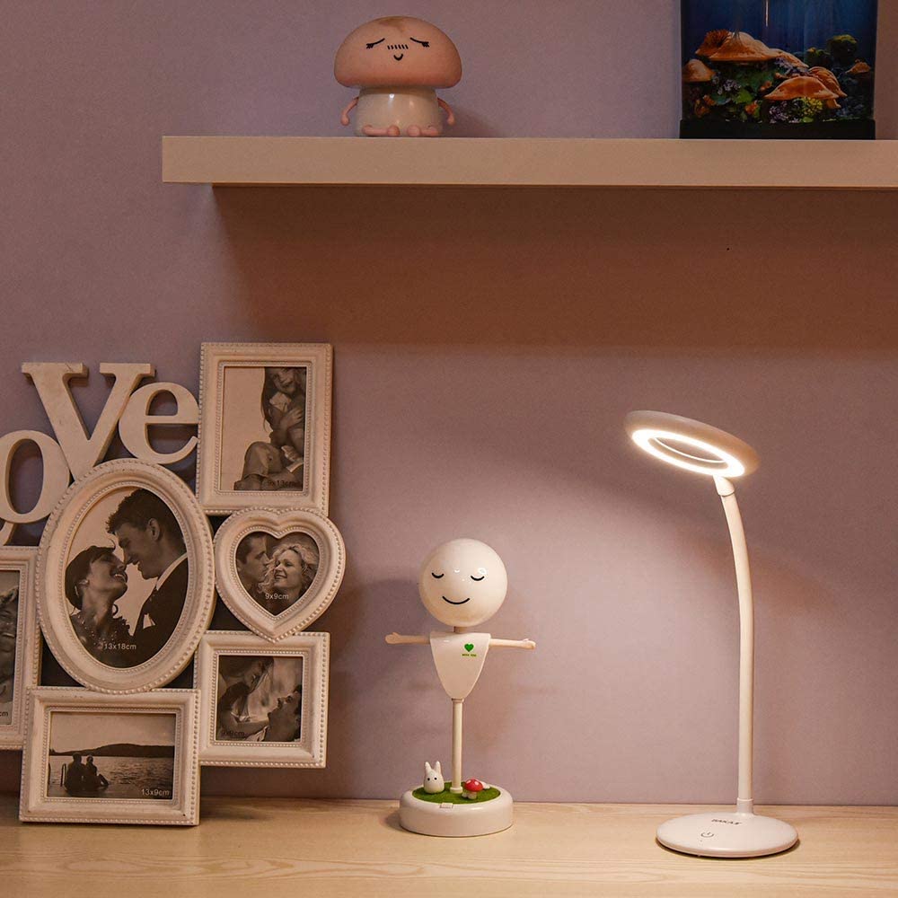 BAKAJI Lampada con Lente D' Ingrandimento 3 Diottrie con Luce Naturale LED 500Lm Accensione Touch e Braccio Flessibile Paralume Regolabile Girevole Batteria Ricaricabile USB per Estetista e Modellismo
