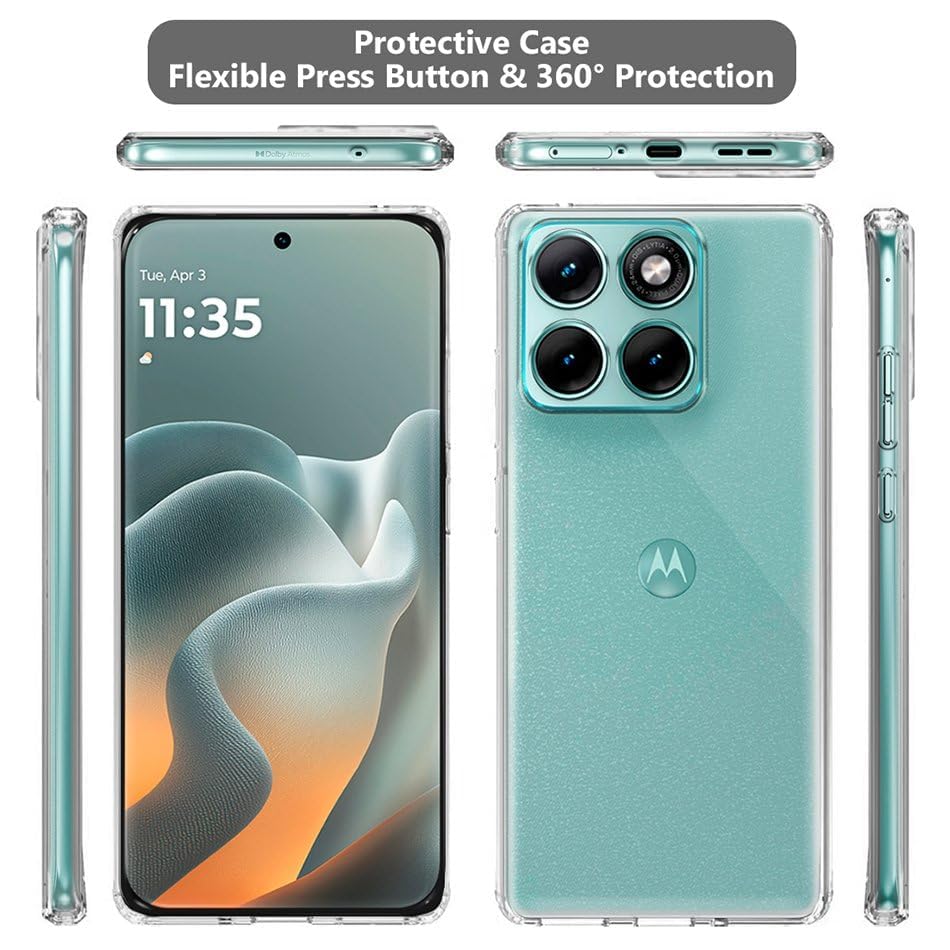 Image of NISHTECH for Moto Edge 70 Fusion 5G Premium Transparent Hybrid Soft Slim Dust Proof Back Case Cover with Camera Protection
