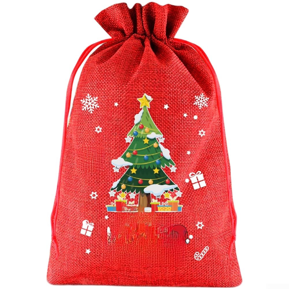 12 Sacs De Noël En Tissu Avec Cordon - 20x30cm - Polyester Robuste - Couleurs Assorties - Pour Cadeaux Et Dragées - 2