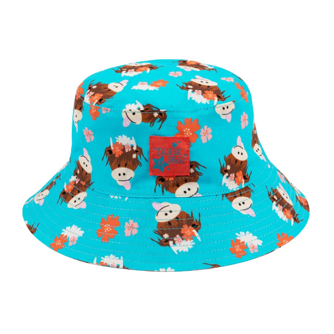 Blade & Rose | Bonnie Highland Cow Summer Hat | Unisex Clothing for Babies & Toddlers 6-12 Months | Blue