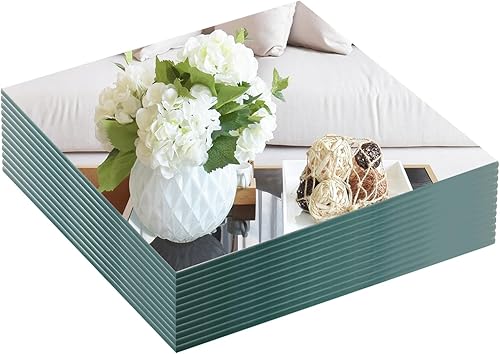 Miniatura 8 de VASUHOME Juego de 12 candelabros de espejo de 5 x 12 pulgadas para centros de mesa, 0.079 in de grosor, azulejos de espejo para pared, centros de