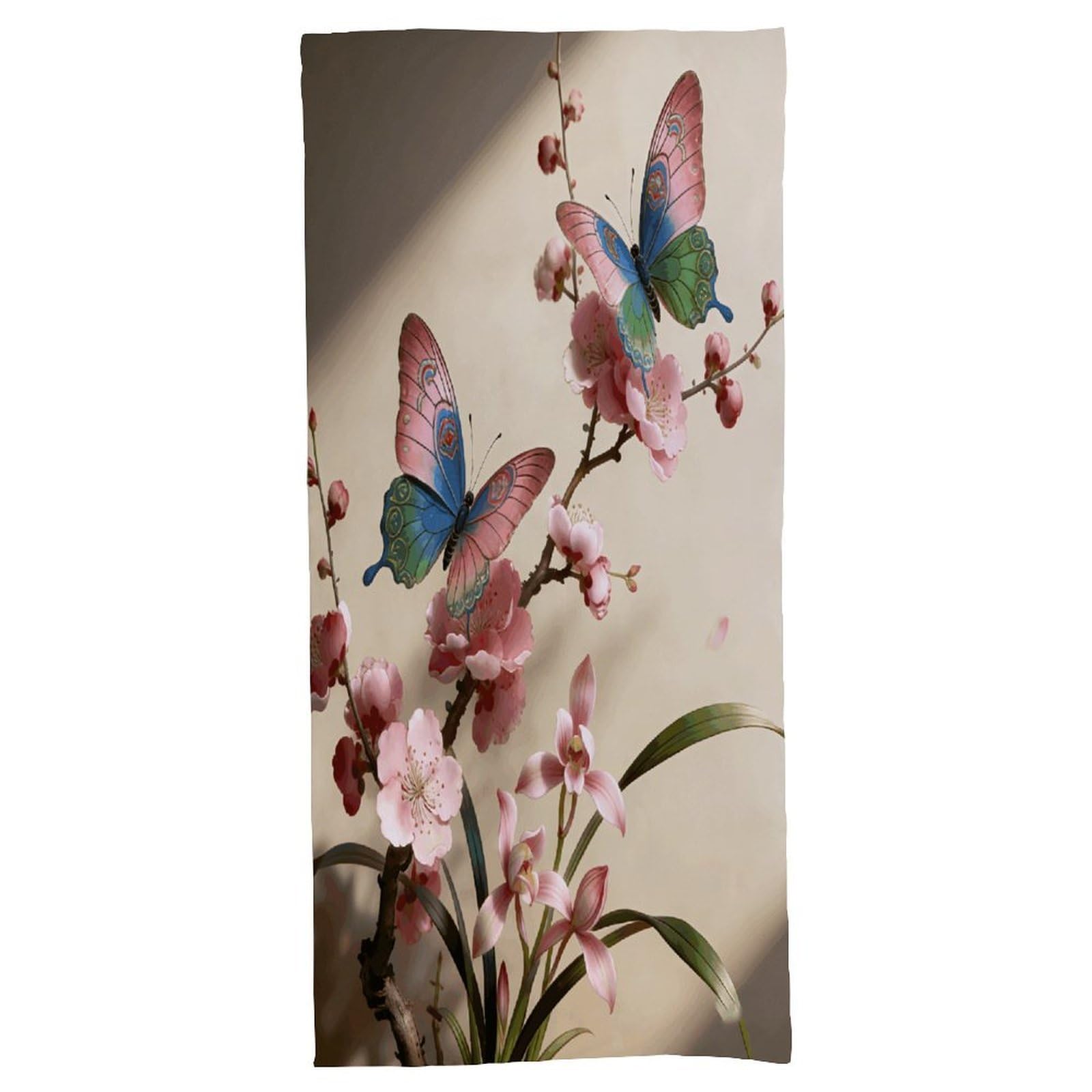 Fodpand Style Butterfly Perches On The Spring Branch. Bath Towel, Highly Absorbent & Quick Drying Beach Towel, Compact & Lightweight Pool Towel For Bathroom, Beach, Pool, Gym, Spa, And Hotel Use